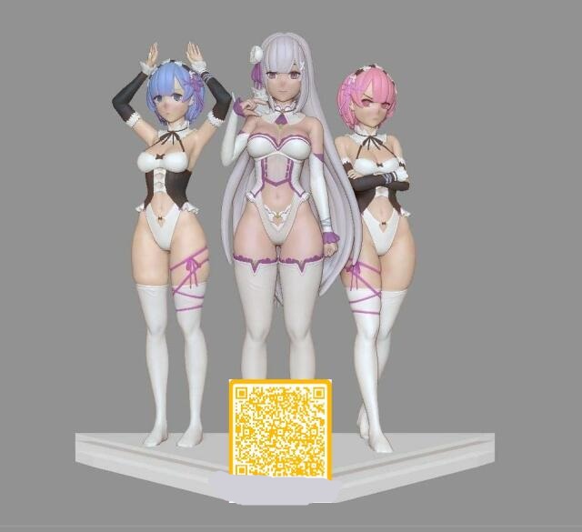 3D-модель "Rem and Ram and Emilia"