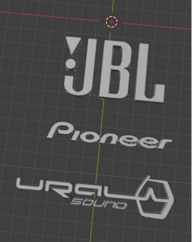 3D-Логотип "JBL, Ural sound, Pioneer"