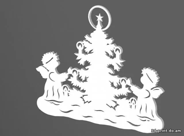 3D-модель "Игрушка на елку - Ангелочки с ёлкой"