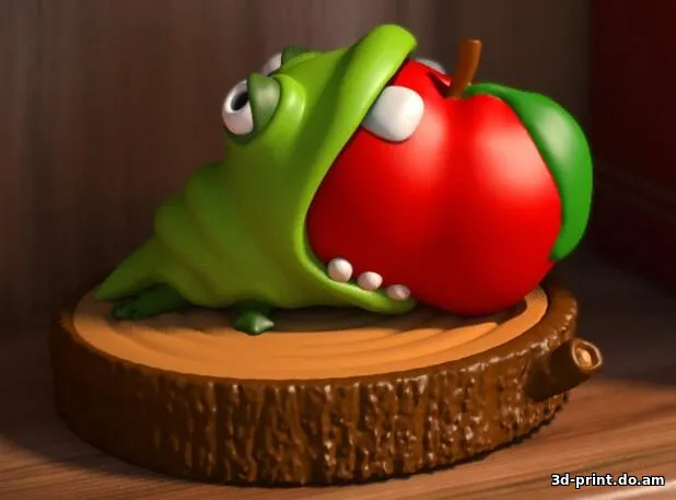3D-модель "Червячок с яблоком"