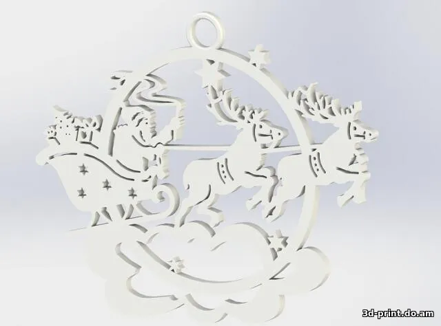 3D-модель "Игрушка на ёлку - Дед мороз на санях "