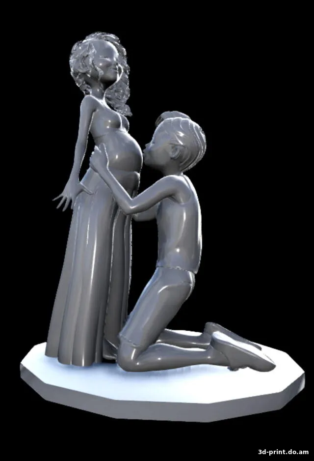 3D-модель "Муж целует беременную жену"