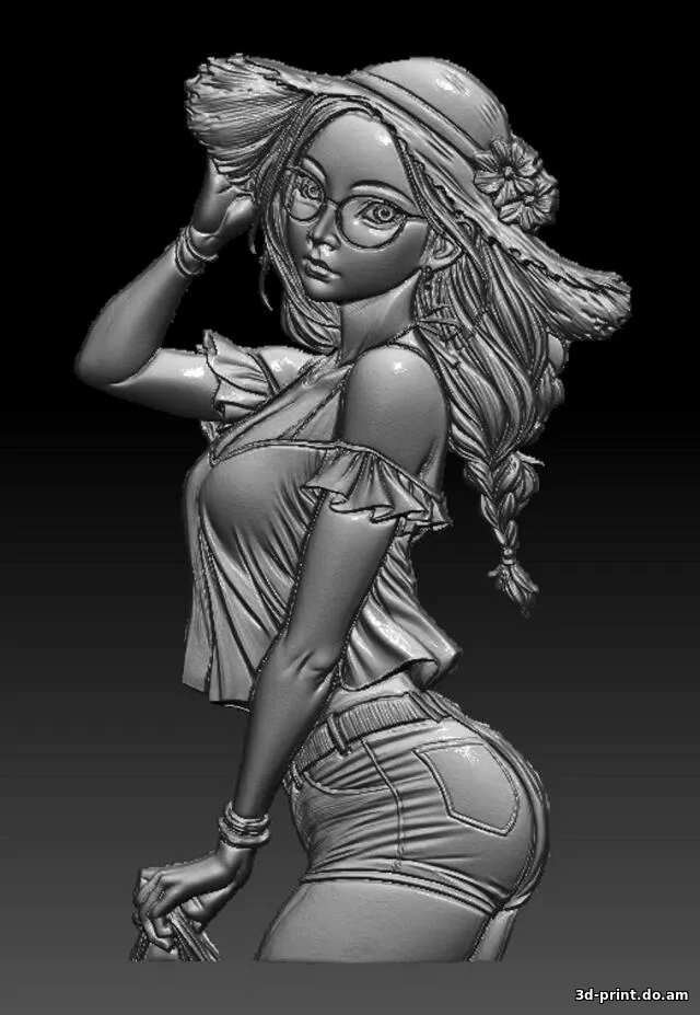 3D-модель "Девушка в шляпе и очках"