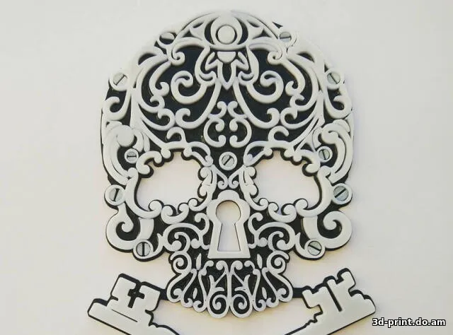 3D-логотип "Череп с костями в виде ключей"