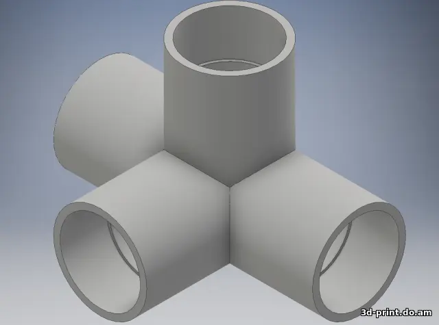 3D-модель "Колено трубы 31 мм на 4 конца"