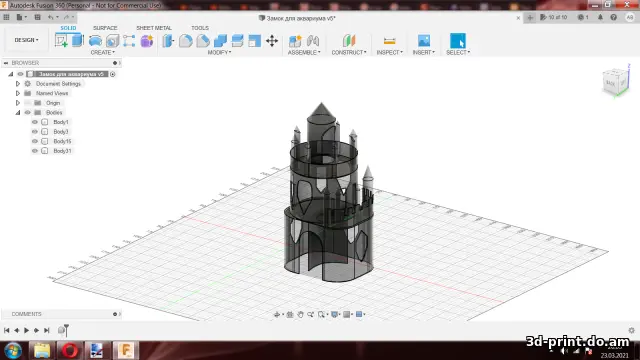 3D-модель "Замок для аквариума, 3 этажа"