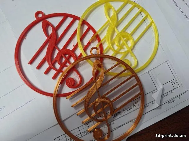 3D-модель "Ёлочная игрушка - Скрипичный ключ"