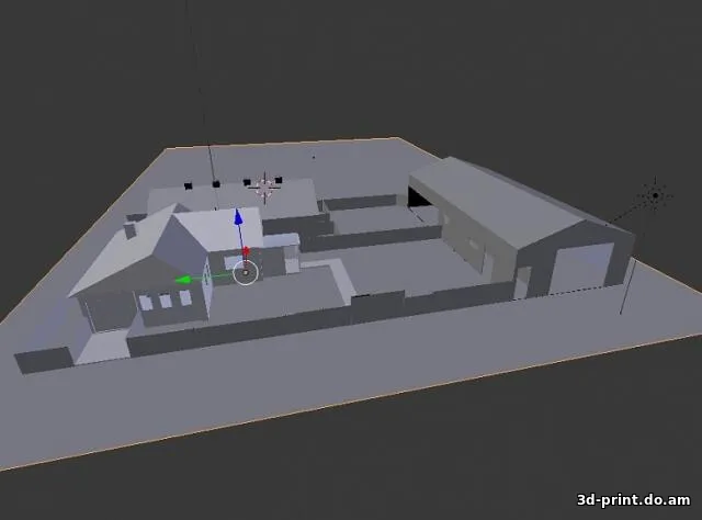 3D-модель "Сельский дом с двором"