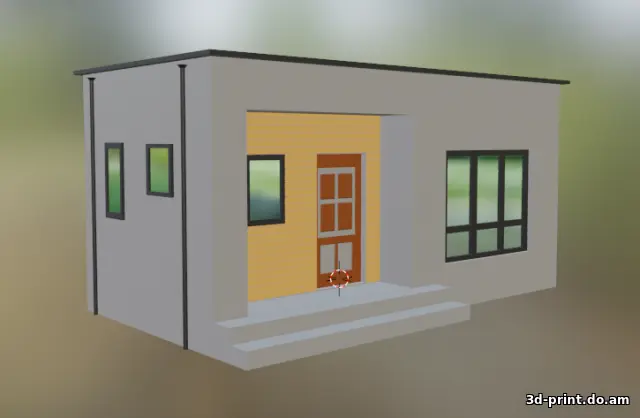3D-модель "Дом с плоской крышей"