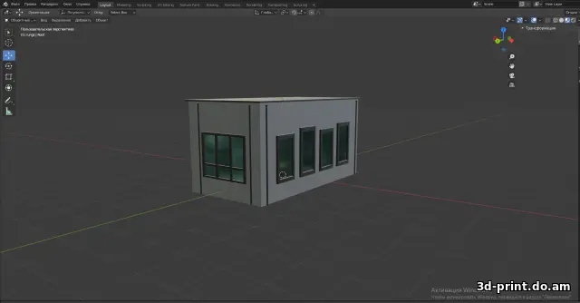 3D-модель "Дом с плоской крышей"
