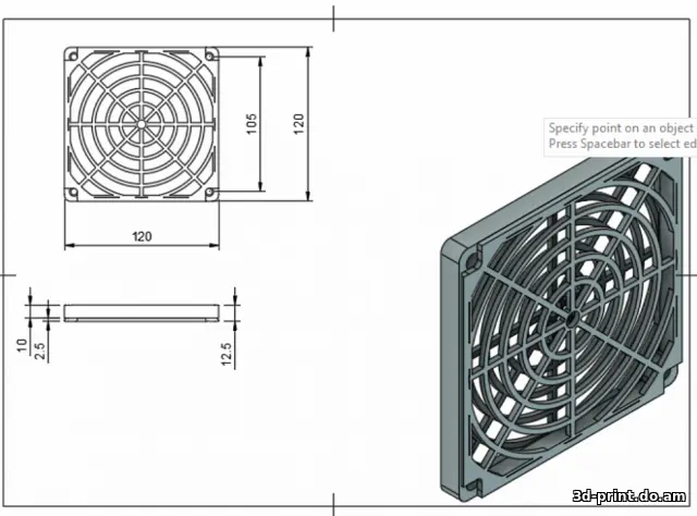 3D-модель "Корпус фильтра кулера 120 мм"