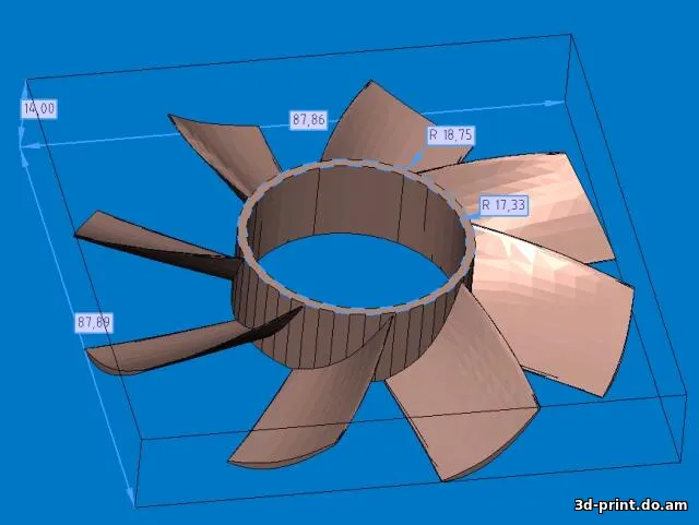 3D-модель "Крыльчатка для ремонта 90 мм вентилятора"