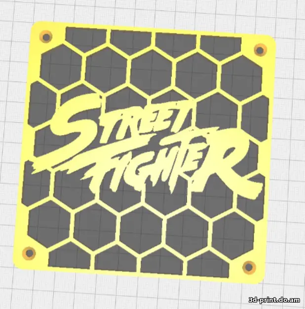 3D-модель "Крышка 120мм вентилятора для ПК в стиле Street Fighter"