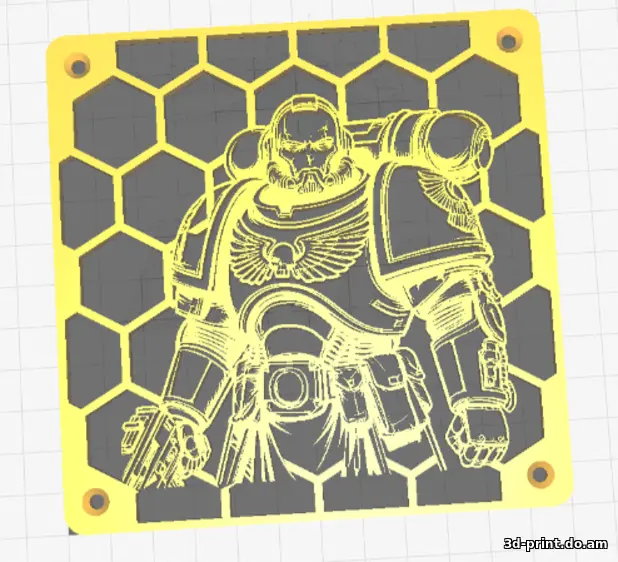 3D-модель "Крышка 120мм вентилятора для ПК в стиле WarHummer 40k"