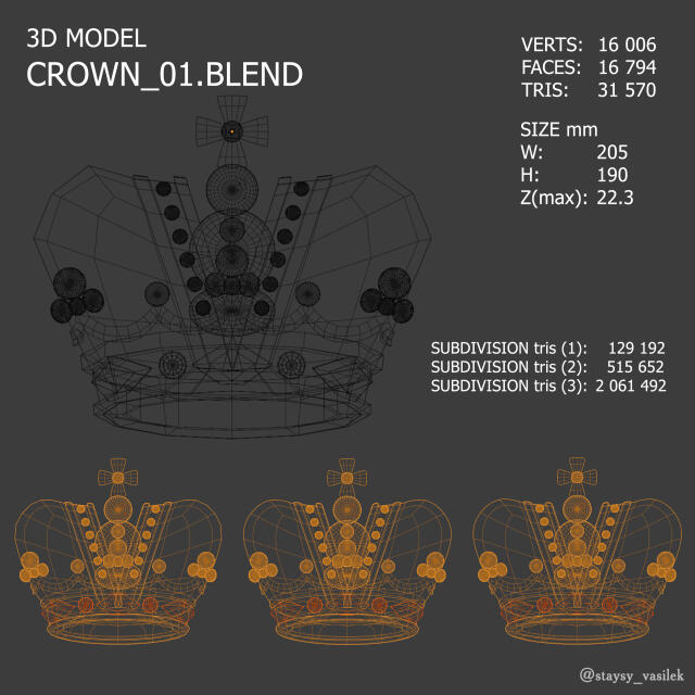 3D-модель "Корона - барельеф" 3D-модель "Корона - барельеф"