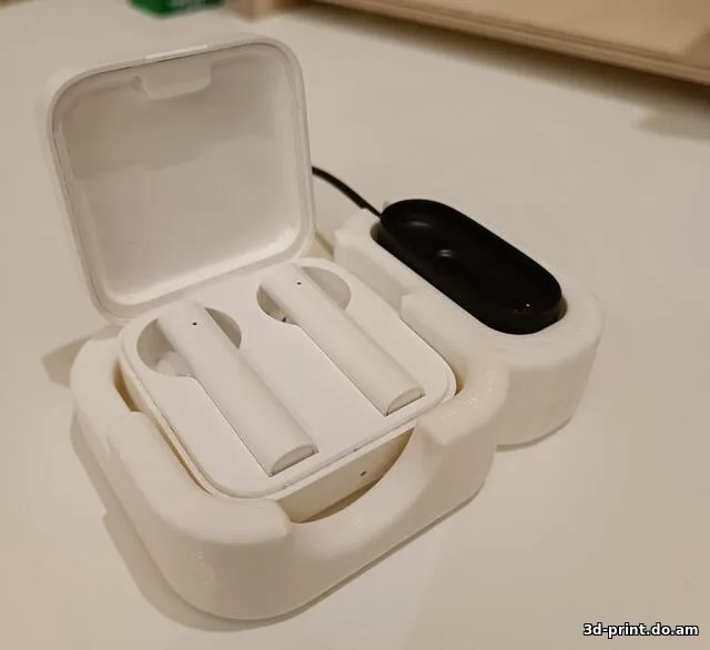 3D-модель "Подставка для mi band 4 и наушников xiami earphones 2 + подставка для mi band 5"