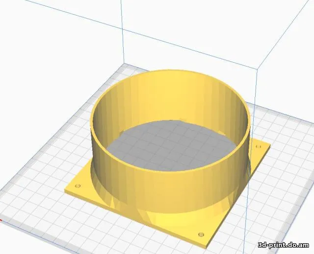 3D-модель "Фланец на Асик s9 120x120 под гофрированную трубу"