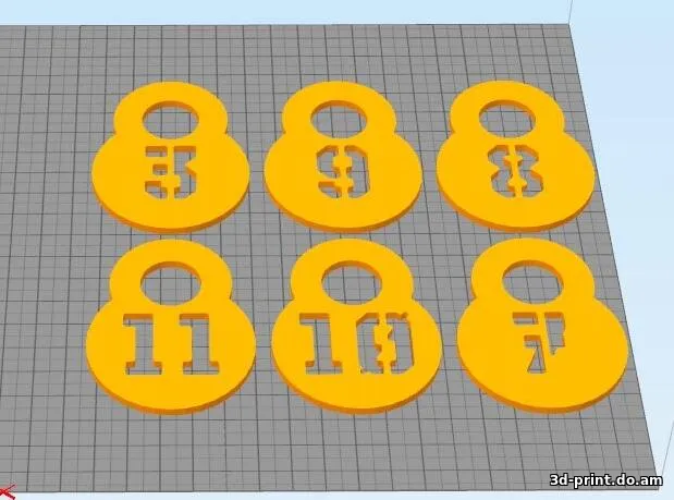 3D-модель "Гардеробные бирки 1-50 для 1 экструдера"