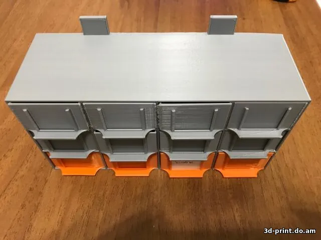 3D-модель "Бокс для ящиков радиодеталей на 12 ячеек с ушками для крепления к стене"