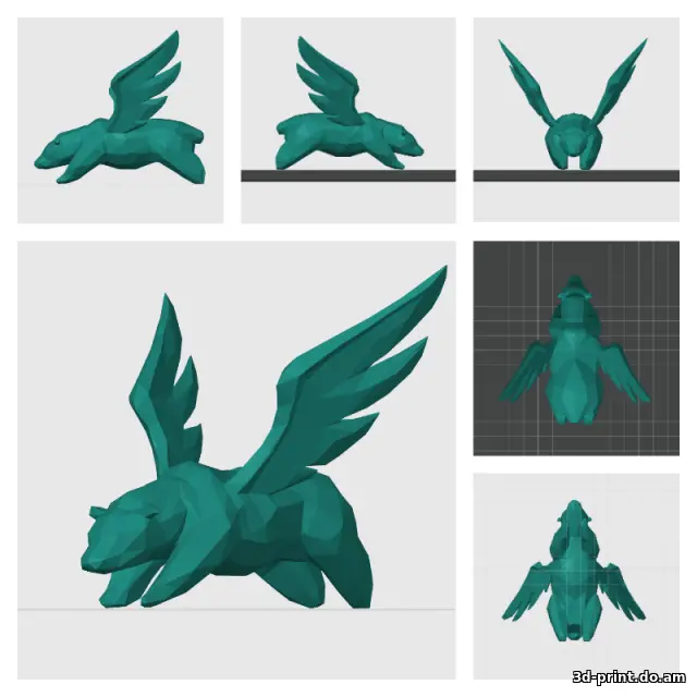 3D-логотип "Flying Bear Низкополигональная модель"