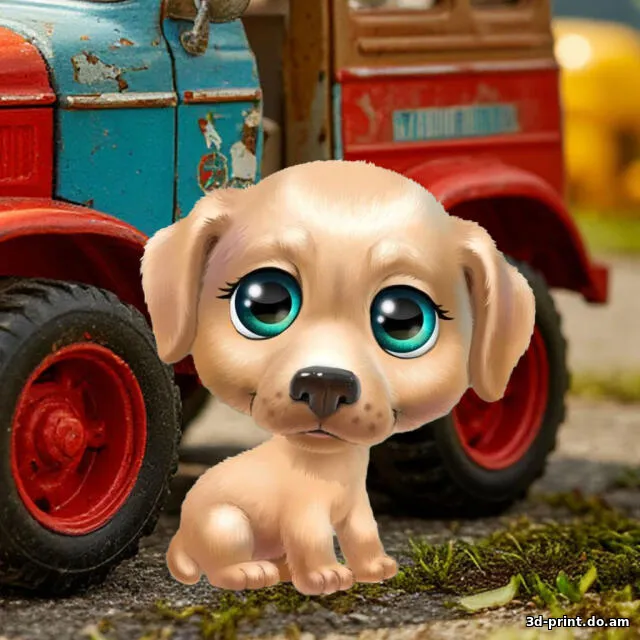3D-модель "Щенок у трактора"