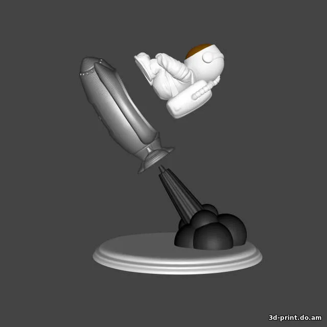 3D-модель "Космонавт взлетающий на ракете" 3D-модель "Космонавт взлетающий на ракете"