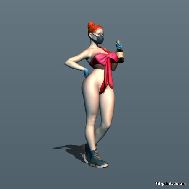 3D-модель "Девушка с шампанским"