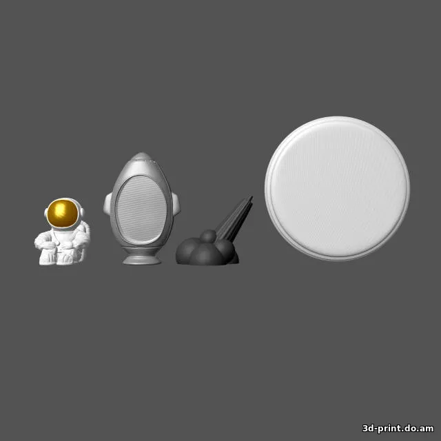 3D-модель "Космонавт взлетающий на ракете" 3D-модель "Космонавт взлетающий на ракете"