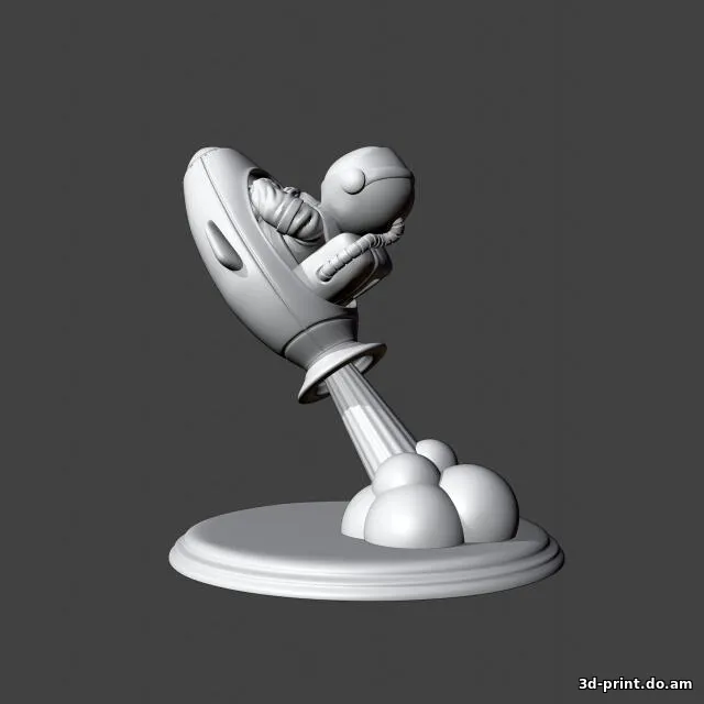 3D-модель "Космонавт взлетающий на ракете"
