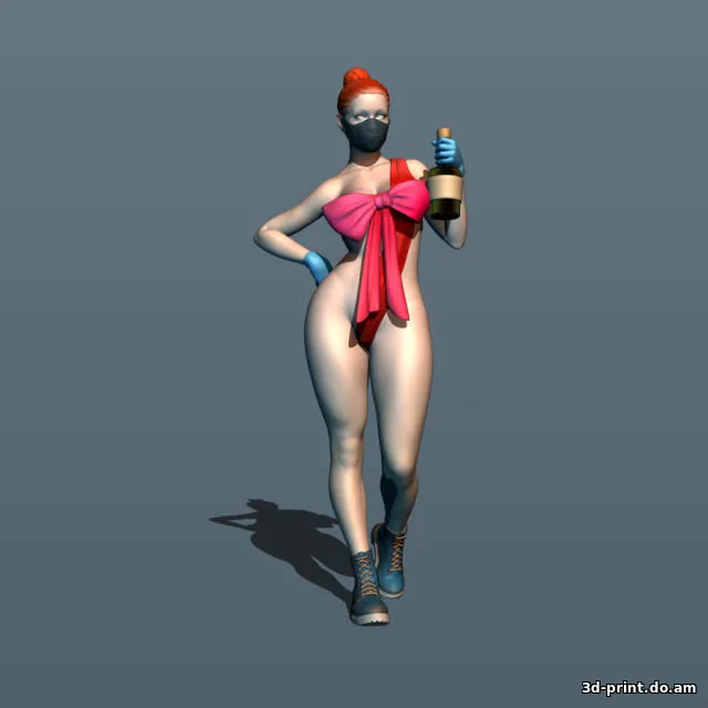 3D-модель "Девушка с шампанским"