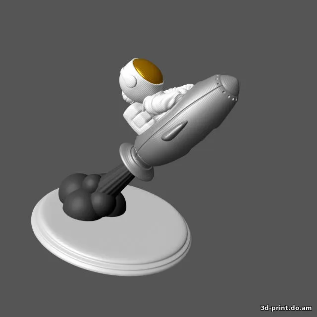3D-модель "Космонавт взлетающий на ракете" 3D-модель "Космонавт взлетающий на ракете"