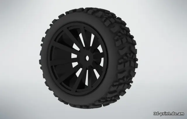 3D-модель "Автомобильное колесо (модельное 1:10, 1:12) размерностью 76х30 мм в T-FlexCAD 16"