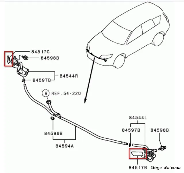 3D-модель "Mitsubishi Outlander XL - Колпачек омывателя фар (Headlight Washer Cover) - P/N8264A050** / 264A049**"