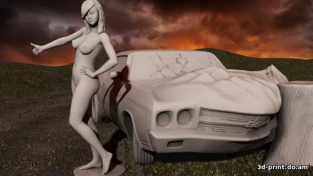 3D-модель "Девушка возле автомобиля"