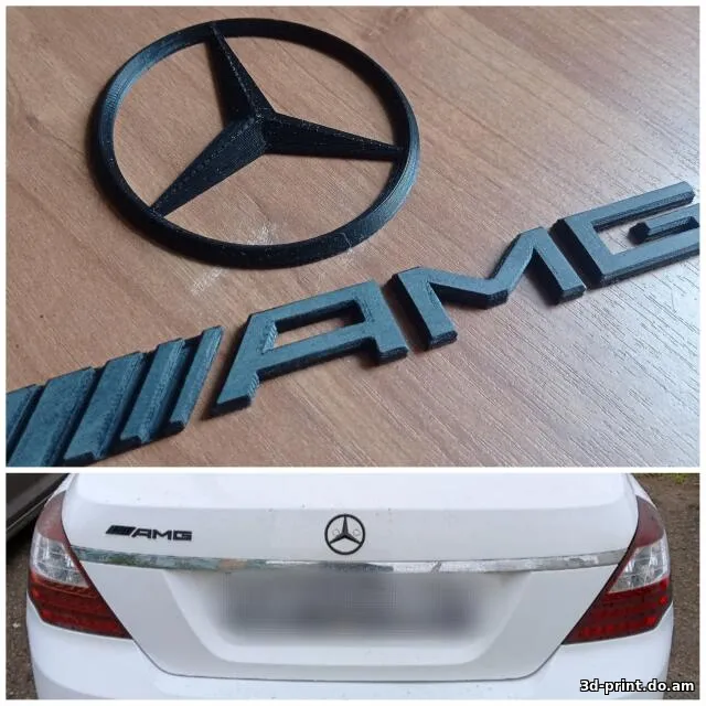 3D-модель "Логотип Mercedes и шильдик AMG на авто"