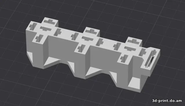 3D-модель "Колодка под 3 пяти-контактных реле и предохранитель" — STL модель для 3D-печати
