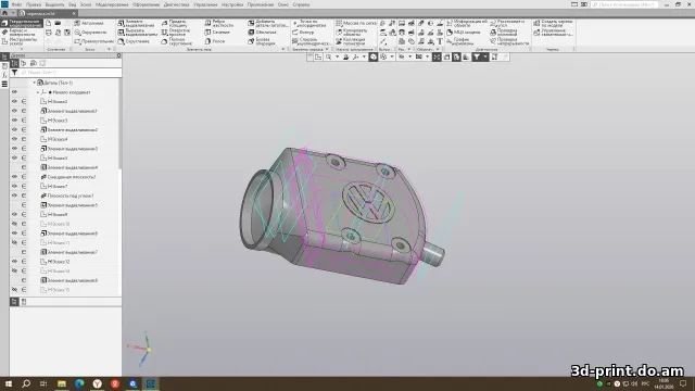 3D-модель "Фланец карбюратора (черепаха) для карбюратора солекс (Для установки на Пассат Б3 с родным воздушным фильтром"