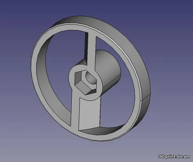 3D-модель "Крыльчатка миксера 50мм на дрель для краски ось 6мм"