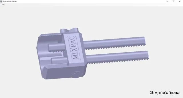 3D-модель "Аппликатор для двойных туб MIXPAC 50ml (обновлено, добавлены носик с колпачком + тело носика)" — STL модель для 3D-печати
