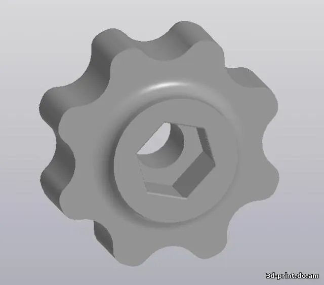 3D-модель "Ручка барашек, крутилка под гайку М6 (D 30 мм)" — STL модель для 3D-печати