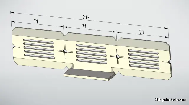 3D-модель "Шаблон для разметки центров подрозетников с полкой для уровня"
