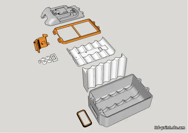 3D-модель "АКБ MAKITA 5S2P на ! 21700 ! ячейках"
