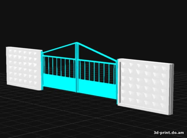 3D-модель "Элемент забора с воротами для макетов"