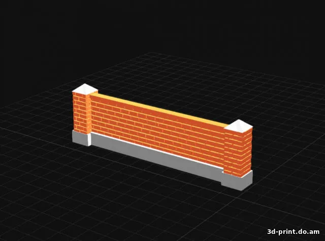 3D-модель "Фрагмент кирпичного забора для макетов"