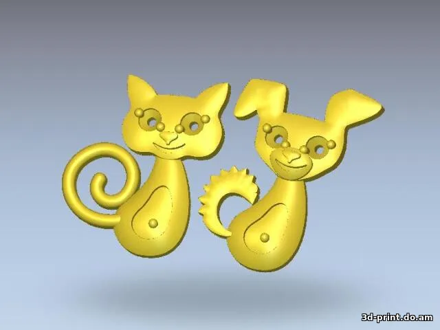 3D-модель "Серьги Киса и Пёсик"