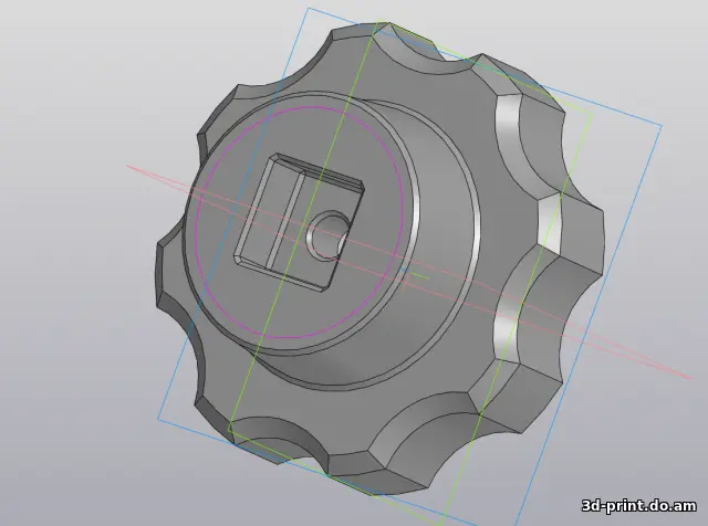 3D-модель "Барашек на вентиль (квадрат 12мм)" — STL модель для 3D-печати