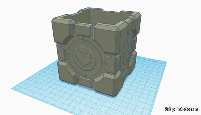 3D-модель "Горшок в виде куба из игры портл 2"