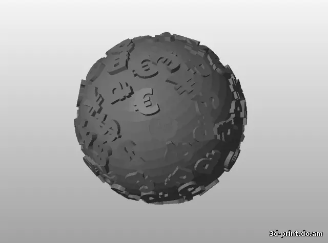 3D-модель "Новогодняя игрушка: Шар украшенный символами мировых валют"