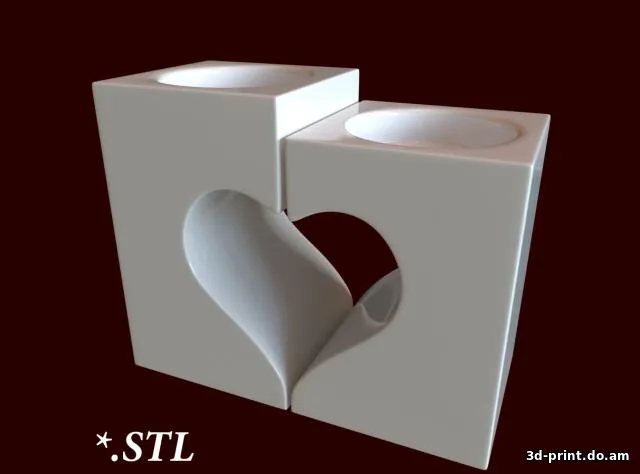 3D-модель "Подсвечник "Сердце двоих" 2"