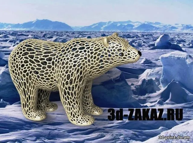 3D-модель "Белый медведь (дизайн Voronoi)"